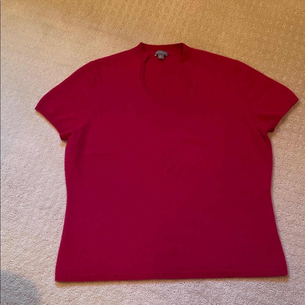 Ann Taylor HOT PINK CASHMERE Crew Neck Sweater